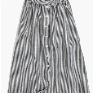 Madewell Midi Skirt in Chambray Stripe